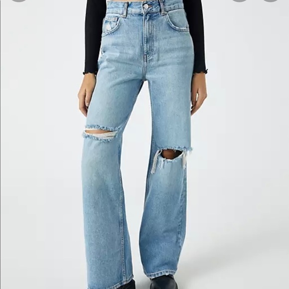 Pull&Bear Denim - pull & bear 90s wide leg distressed jeans